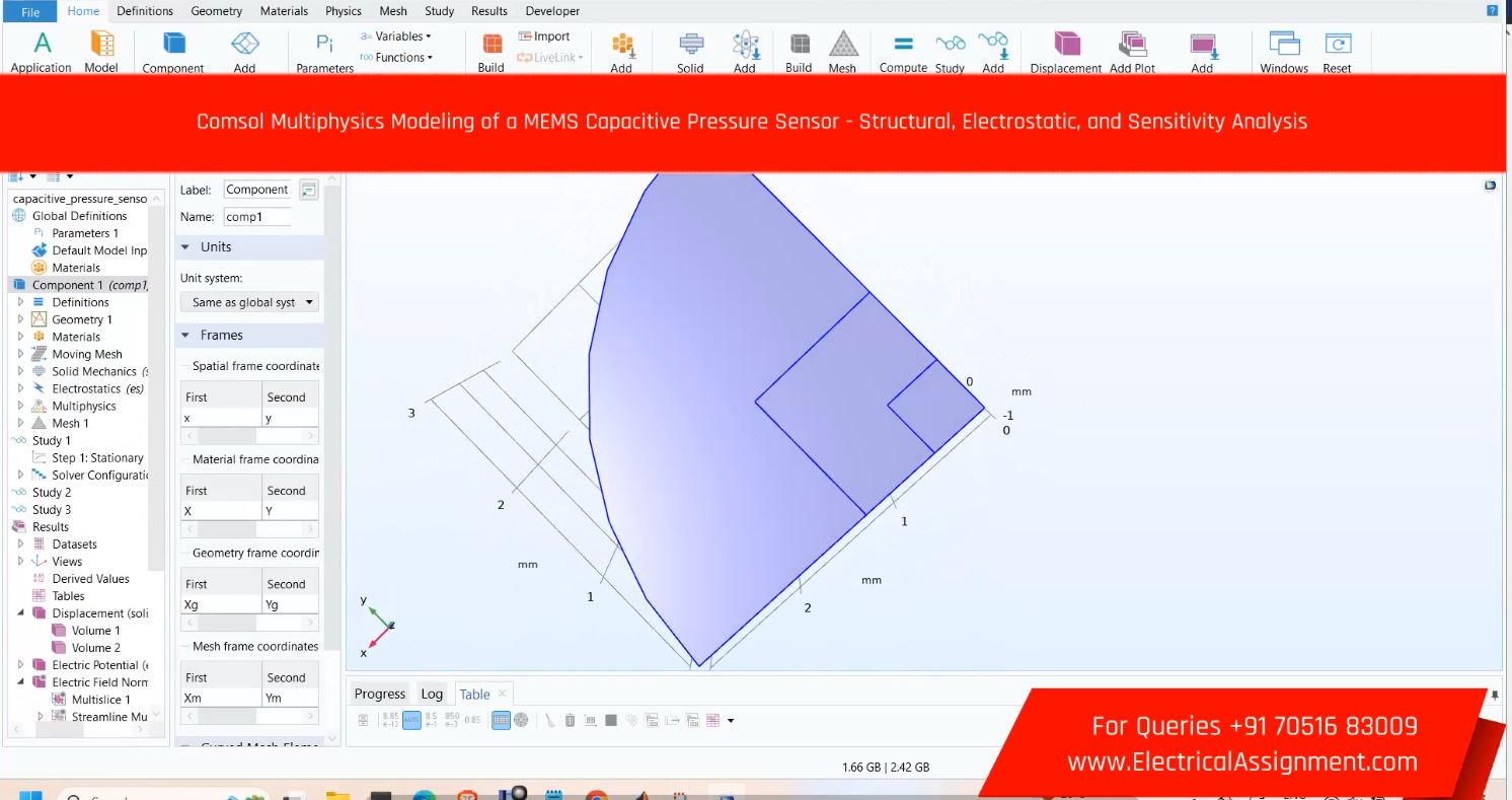 Capacitive Sensor Electric Field COMSOL Simulation screenshot 2